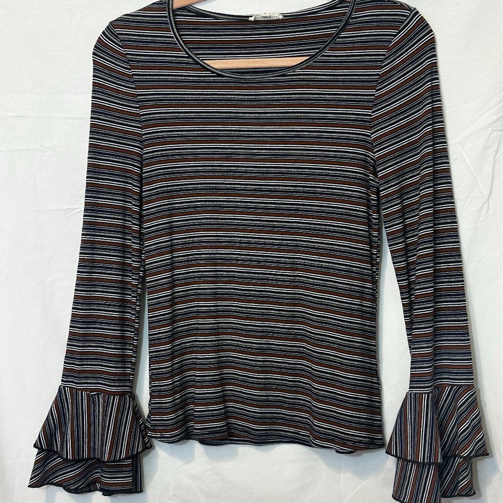 Striped sweater with flare sleeves